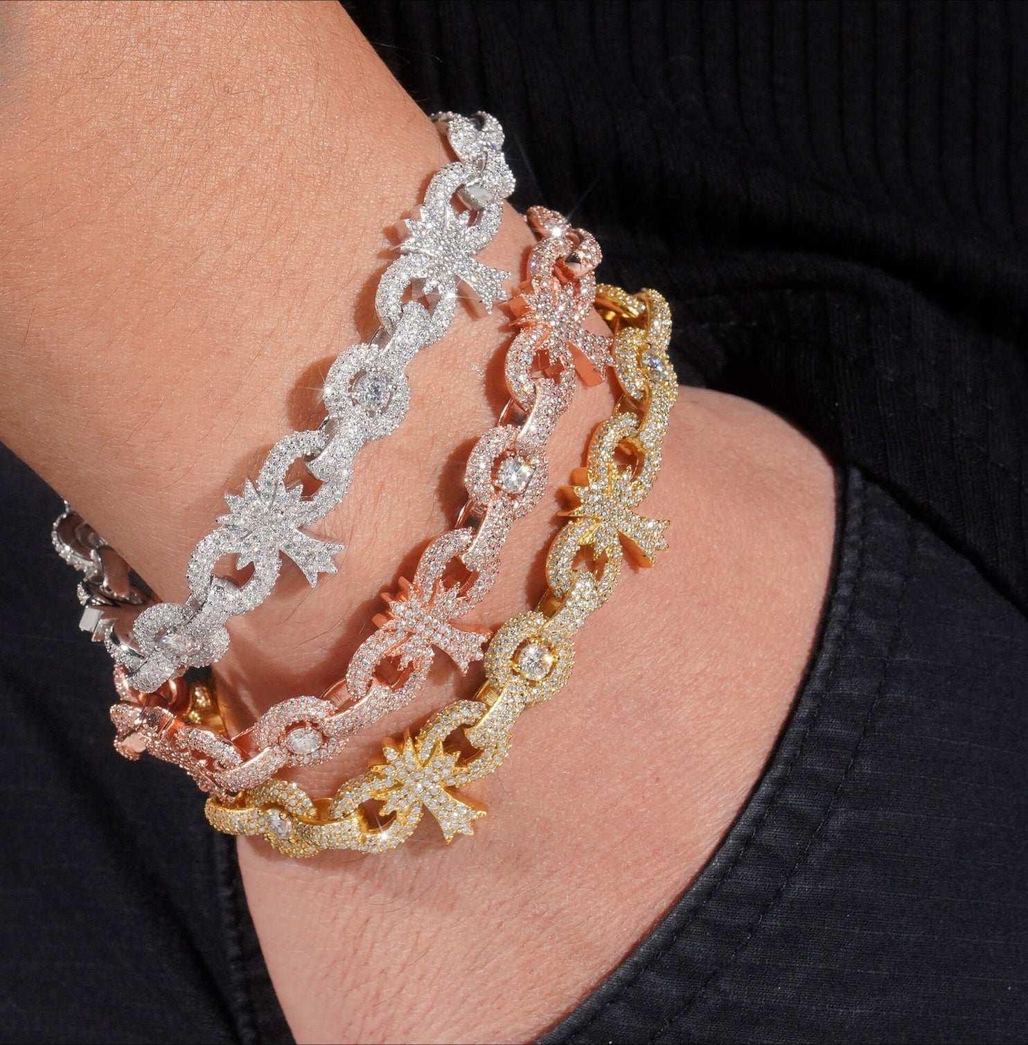 10mm Moissanite Cross Cuban Link Bracelet | S925 Silver Hip Hop Jewelry - CaratixJewelry